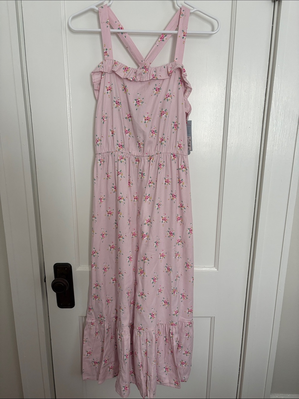 Cat & Jack Pink Floral Ruffle Strap Maxi Dress